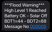 SMS Flood Warning System Level 1 Message
